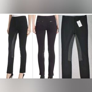 NWT $495 Theory Size 8 Leather Trim Riding Pant Black Zipper Ankle